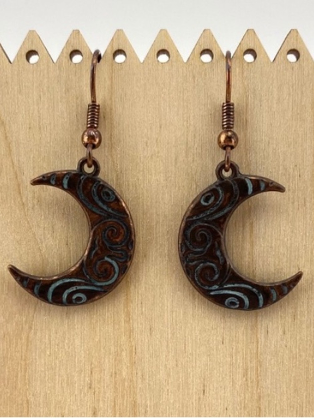 Crescent Moon Patina Earrings